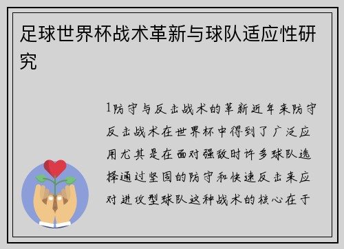 足球世界杯战术革新与球队适应性研究
